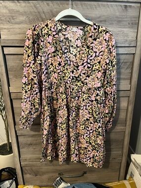 Billabong Pink Floral Mini Dress on Black